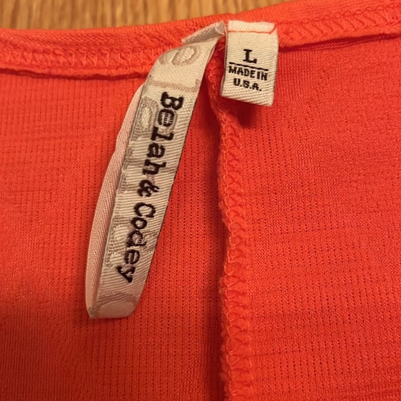 Belah & Codey Multi Texture Coral Pink Orange L Stretch Tank Top Made in USA EUC - Picture 5 of 8